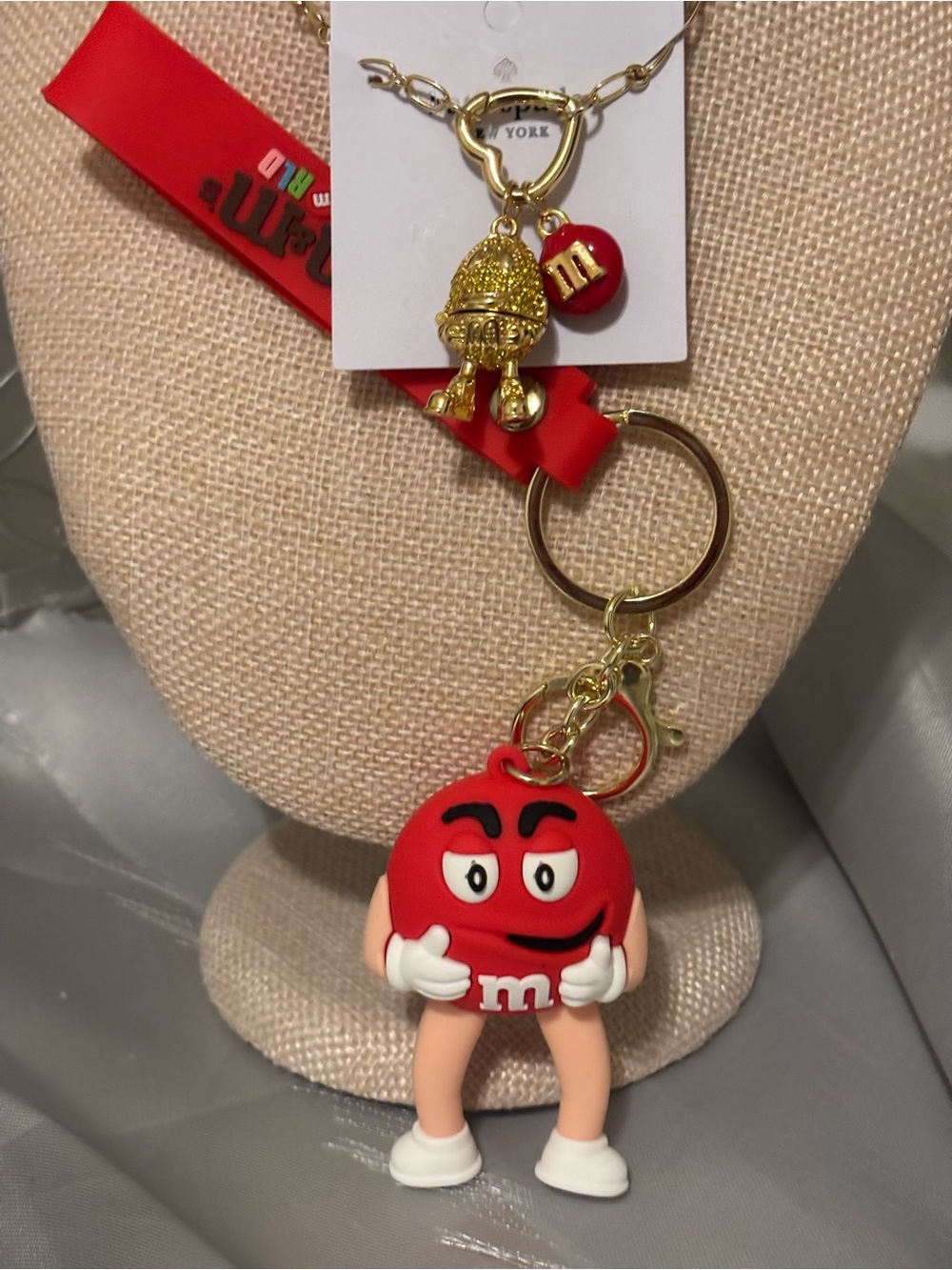 kate spade Red M&M Necklace Character Keychain Charm